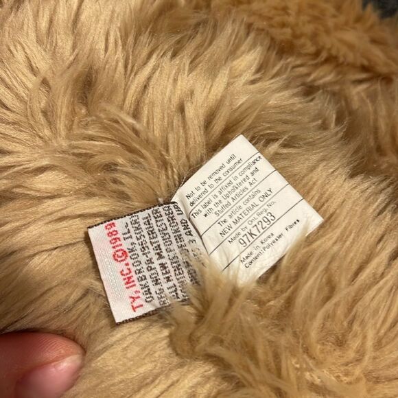 TY Scruffy Bear with Bow - Picture 5 of 5